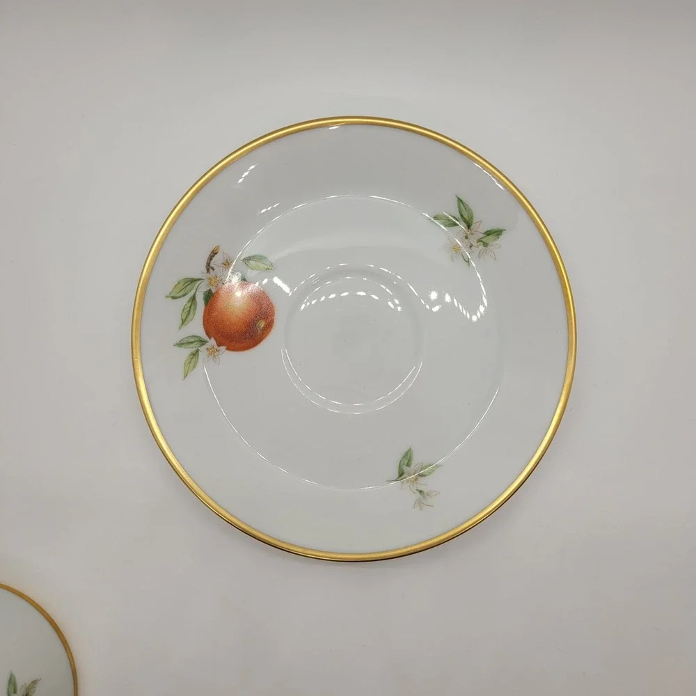 Hutschenreuther Noblesse Pasco Demitasse Cup Saucer Set Orange Gold Germany‎